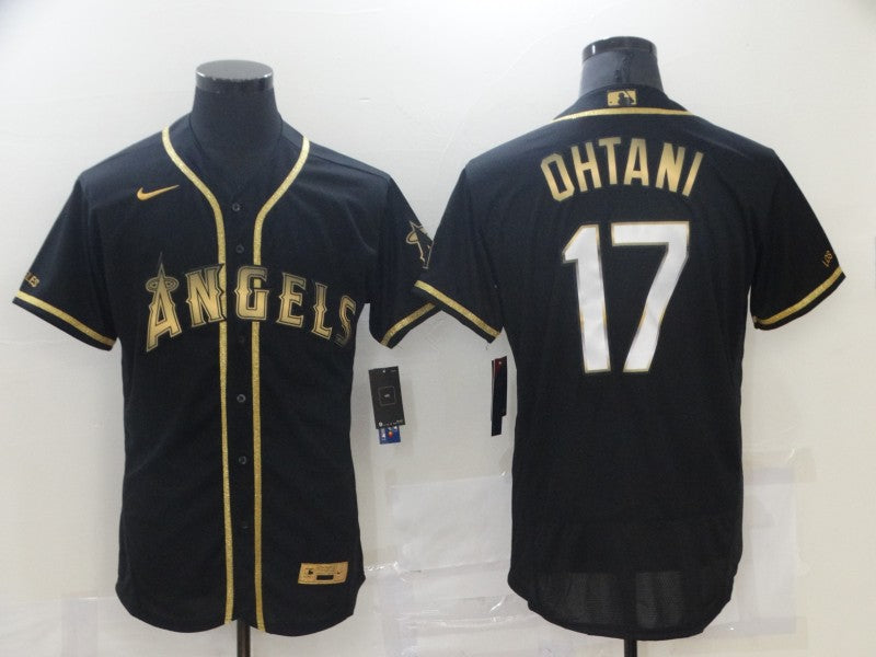 Men's Los Angeles Angels Shohei Ohtani #17 Black Sewn Jersey
